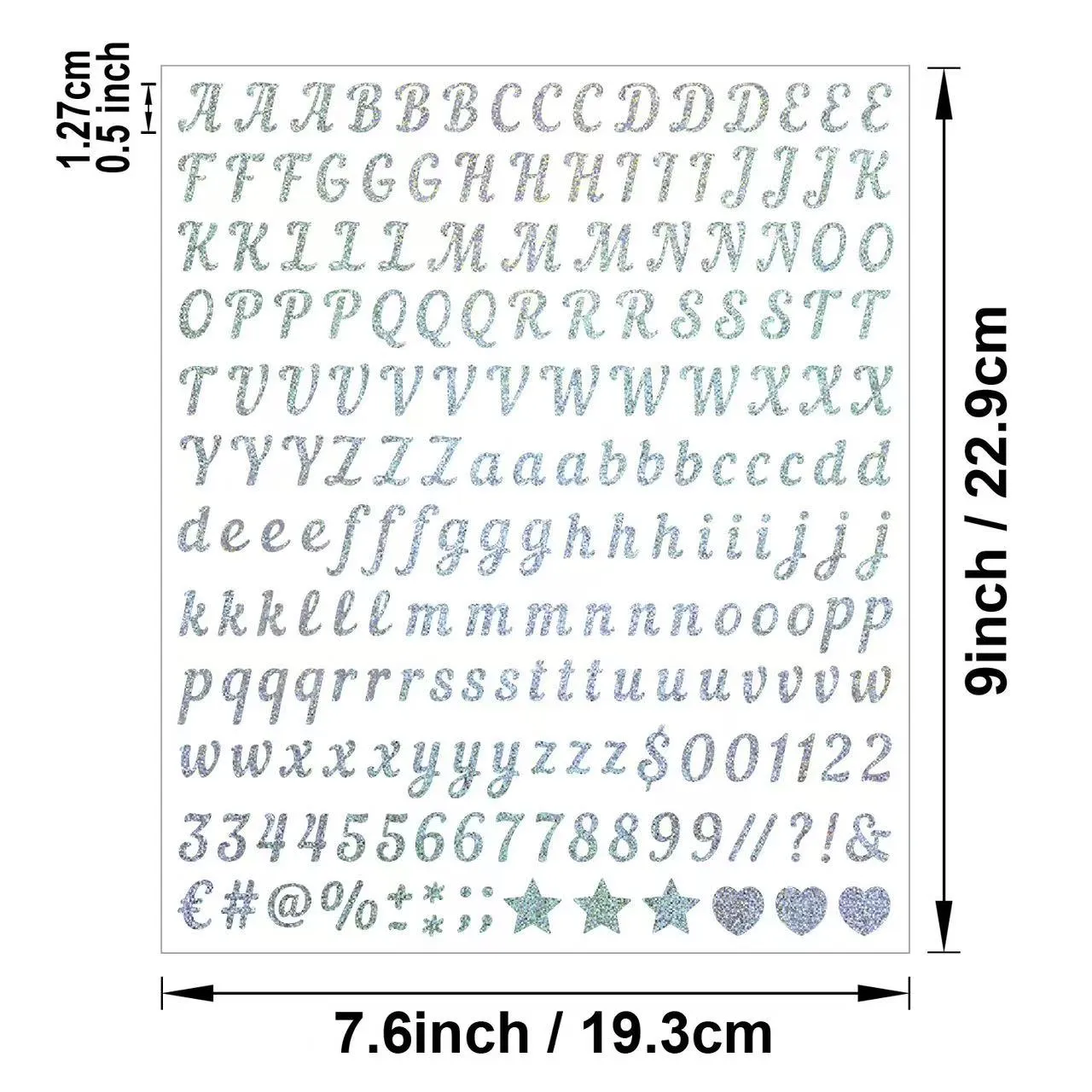Alfabetisk og numerisk dekorativt klistremerke i sandstein