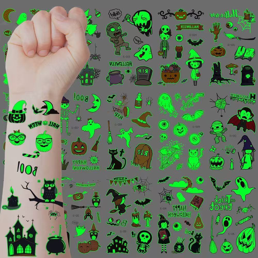 Halloween Night Glow Tattoo -klistremerker